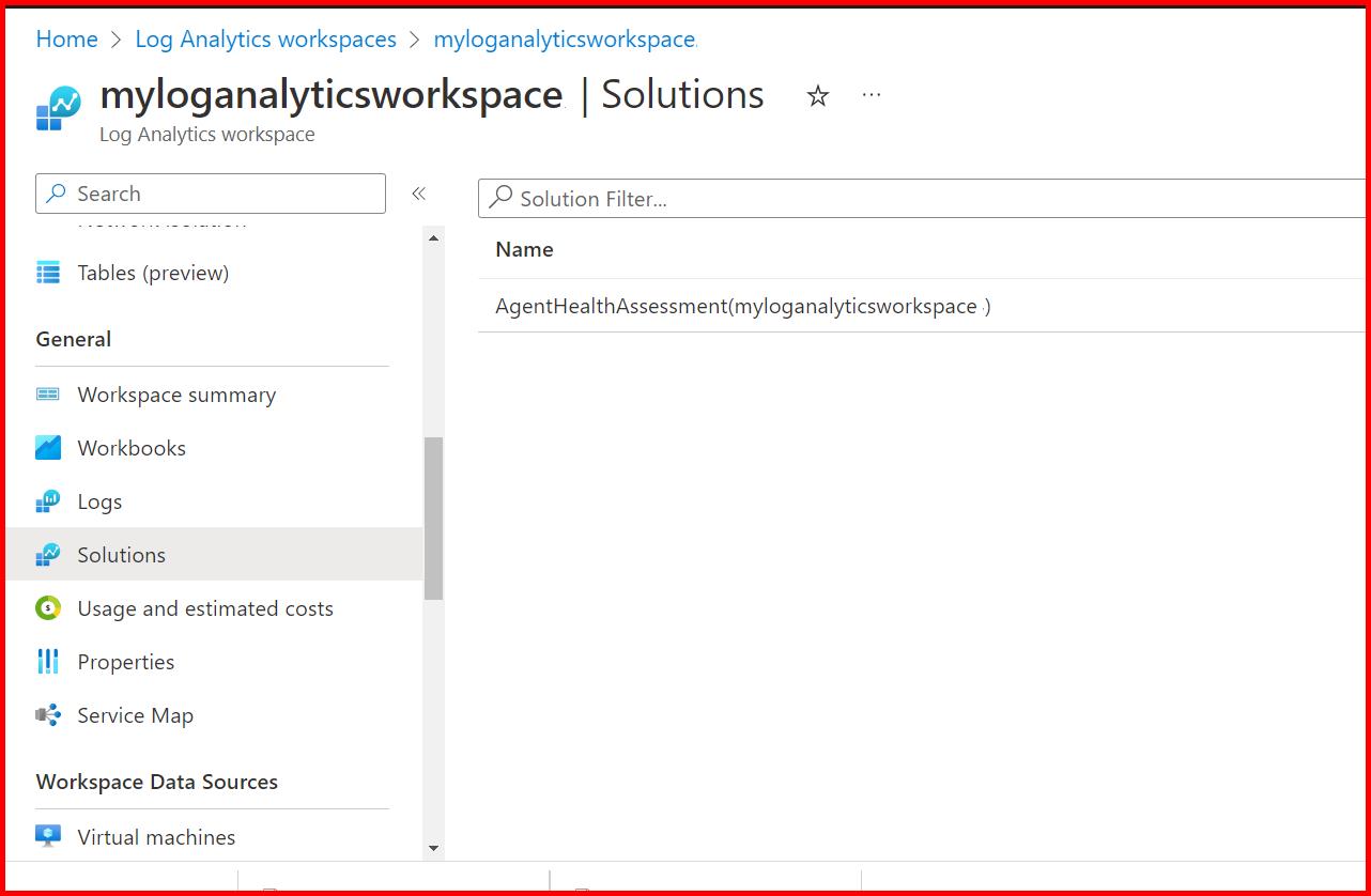 Picture showing the monitoring solution added in log analytic workspace